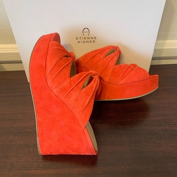 Etienne Aigner desire platform soft suede leather wedge sandal💥 size 9,5 - Picture 6 of 11